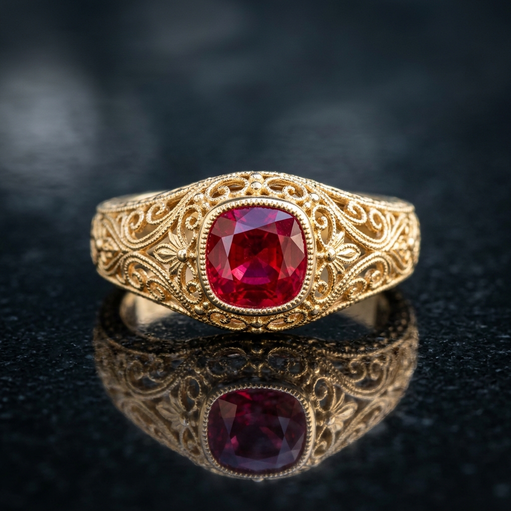Gold ring with ruby gemstone
